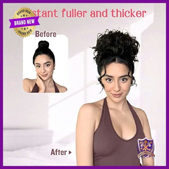 Large Full Synthetic Hair Bun Extension with Drawstring & Combs main image 4
